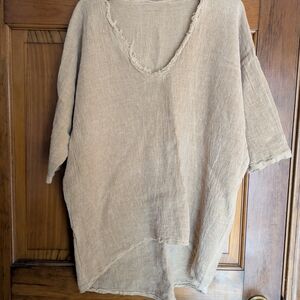 Distressed Oversized Linencore Streetwear Organic Minimalist Top OSFM